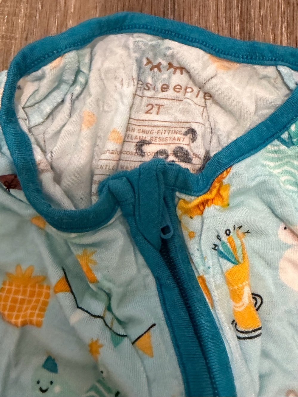 Little Sleepies Light Blue Party Animals Birthday Zippies 2T - Picture 2 of 2